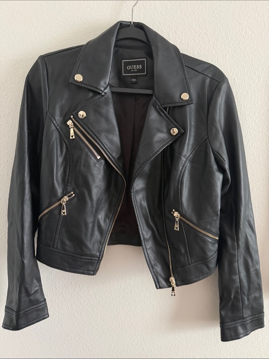 Guess Jackets & Blazers - Guess Black Faux Leather Moto Jacket